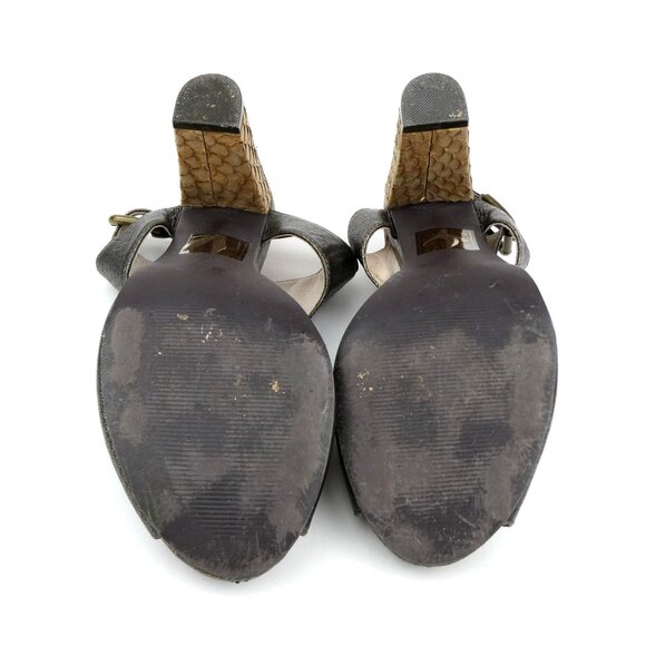 Farylrobin Womens Metallic Peep Toe Block Heels W/ Buckle Closure Size 8 - Picture 7 of 15